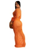 Fashion Sunscreen Cover Up Knitted Deep V Beachwear Long Dress