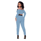 Color Block Patchwork Matching Women 2 Piece Set Spaghetti Strap Backless Crop Top & Buttons Up Pencil Trouser