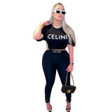 Casual Cotton Printed Streetwear Outfits Women O Neck Short Sleeve Pant Set