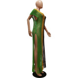 Summer Cover-Ups Crochet Knitted Tassel Color Matching Beach Dress