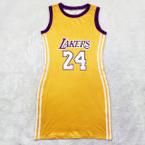 Casual Sleeveless Double-sided Pattern Printed Webbing Basketball Mini Dress