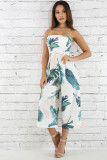 Off Shoulder Printed Wide-leg Jumpsuit