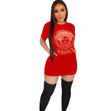 Fashion Solid Color Short Sleeve Bronzing Bodycon Dresses
