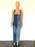 Two Faced Two Toned Overalls Casual Slim Fit Colorblock Jeans With Straps