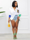 Casual Thread Stitching Colorful Button Embroidery Cardigan Irregular Shirts