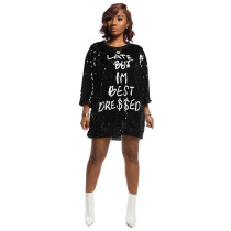 Casual Letter Print Sequin Top Casual Letter Print Sequin Top