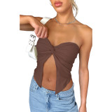 Solid Kink Bandeau Sexy Strapless Top