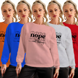 Women Loose Offset Pyrography Sweatshirt