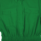 Classic Solid Offset Printed Long Sleeve Cargo Jumpsuit