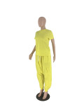 Solid Color Short Sleeve Two Piece Outfits
