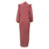 Chiffon Frill Trim Pleated Dresses