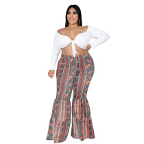 National Style Paisley Print Flared Long Pants