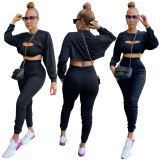 Sportswear 3 Piece Pants Sets Solid Ribbed Pit Track Jogging Sets