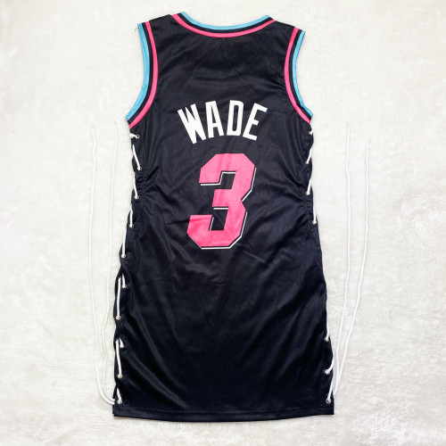 Casual Sleeveless Letter Print Double-sided Pattern Bandage Basketball Shirt Dress