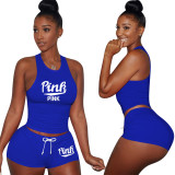 Cotton Printed Letter Breathable Sweatpants Short Set
