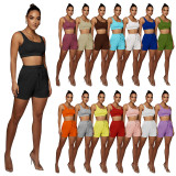 Casual Sports Double Vest and Shorts with Pocket