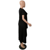 Asymmetric Hem Solid Color Casual Dress