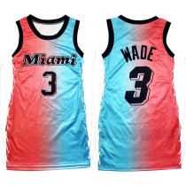 Casual Sleeveless Letter Print Double-sided Pattern Bandage Basketball Shirt Dress
