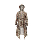 Irregular Printed Hooded Tail Jacket