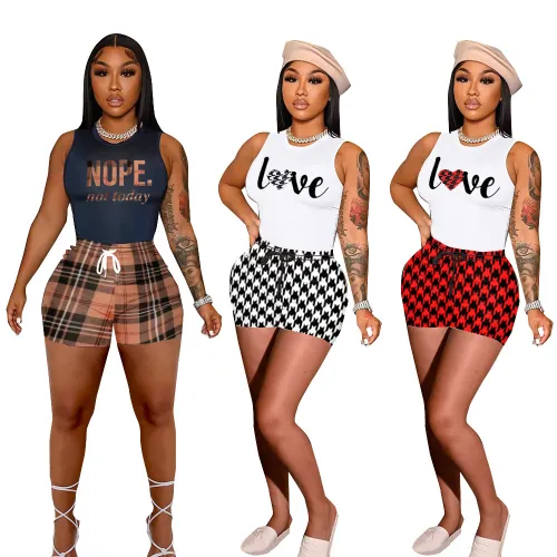 Casual Printed Sleeveless Tank Top & Shorts