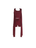Solid Pit Just Chill Vest Top & Shorts 3-Piece Set with Long Sleeveless Coat