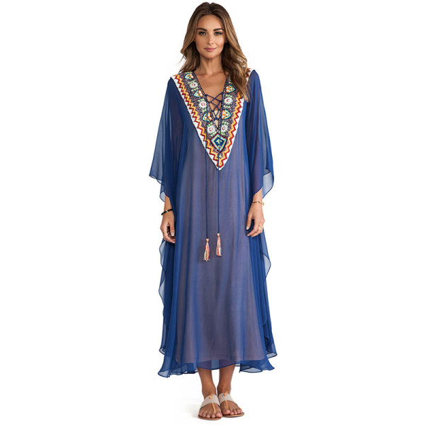 Chiffon Embroidered Robe Beach Dress