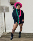 Women's Casual Colorblock Cropped Knit Cardigan Sweaters