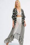 Chiffon Plaid Striped Beach Long Dress