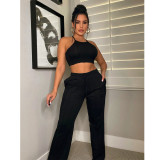 Casual Pit Camisole Splicing Two-piece Outfits