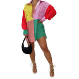 2021 Fall New Color Block Print Full Sleeve T-shirt