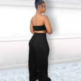 Sexy Halter Wrapped Top Wide-leg Pants Two Pieces