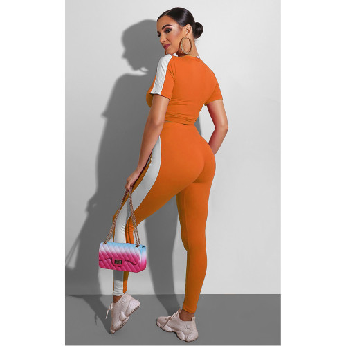 Outdoor Athleisure Printed Women's Short Sleeve Pant Sets