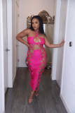 Women Summer 2022 Bandage Dress Halter Slit Lace Up Bodycon Evening Club Party Ruched Long Dress