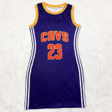 Casual Sleeveless Double-sided Pattern Printed Webbing Basketball Mini Dress
