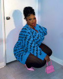 Plus-size Clothing V Neck Long Sleeve Loose Mini Dress
