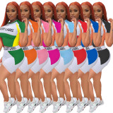 Casual Letters Print Short Sleeve Shorts Sports Pant Set