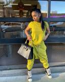 Solid Color Short Sleeve Two Piece Outfits