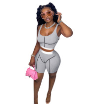 Threaded Women Vest Two Piece Set