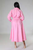 Fashion POLO Collar Loose Long Sleeve Long Dress