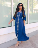 Cotton Embroidered Drawstring Beach Dress