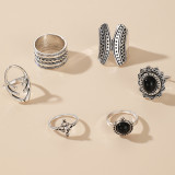 Vintage Black Stone Ring Set