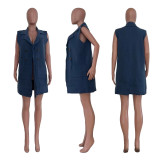 Winter Fall Tops Knitted Breasted Patch Pocket Cardigan Vest