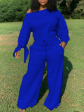 Solid Color Loose Cotton Sweatshirt Jumpsuit