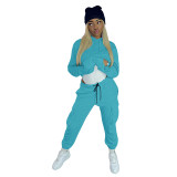Solid Color Multi Pocket Hoodie Sports Pant Set