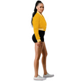 Thread Elasticity Faux Leather Baseball Jacket
