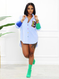 Casual Thread Stitching Colorful Button Embroidery Cardigan Irregular Shirts