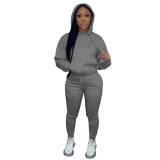 Autumn Winter Thick Drawstring Jogger Two Piece Sweatpants and Hoodie Set