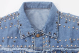 Washed Rivets Denim Cardigan Jacket