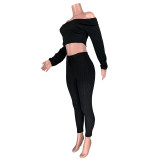 Pit Off Shoulder Crop Top and Trousers