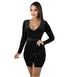 Korean Velvet Hot Diamond Mini Dress